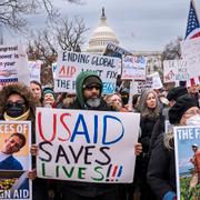 Demonstration till stöd för USAID i Washington.