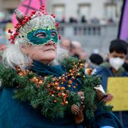 Klimataktivister vid demonstration i London under tiden att klimatmötet COP26 pågick i Glasgow. 6 november 2021.