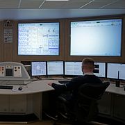 Arbetare på en träningsanläggning i kärnkraftverket Hinkley Point C  i Somerset.