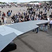 Saab visar upp det nya obemannade stridsflygplanet A3 när Försvarsmaktens flygdagar tidigare i sommar.