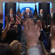 Trump på fredagens presskonferens. 