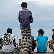 Rohingyer som flytt från Myanmar på en strand i Indonesien. Arkivbild.