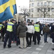 Demonstrationen vid Norrmalmstorg.