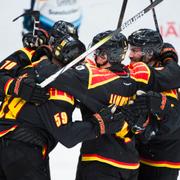 Brynäs jublar efter 2–1. 