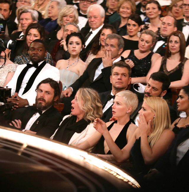 Audience reacts to "Moonlight" being announced as best picture winner at the Oscars 2017.  Matt Sayles / AP