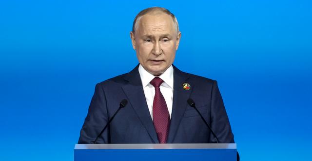 Rysslands president Vladimir Putin under öppningstalet på toppmötet.  Valery Sharifulin / AP