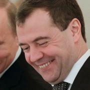 Rysslands president Vladimir Putin och ex-president Dmitrij Medvedev