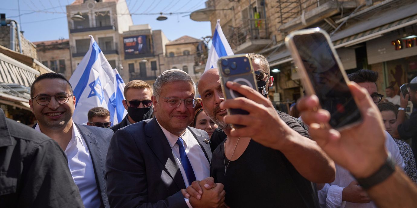 Itamar Ben-Gvir kampanjar i Jerusalem inför valet den 27 oktober.