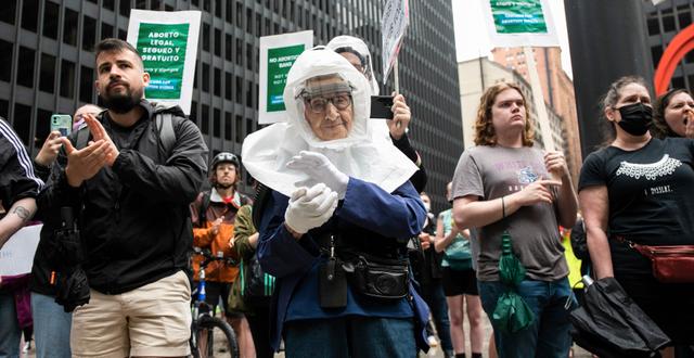 Protester i Chicago mot abortbeslutet. Pat Nabong / AP