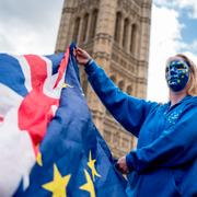 Protest mot brexit framför Victoria Tower i London. Arkivbild.