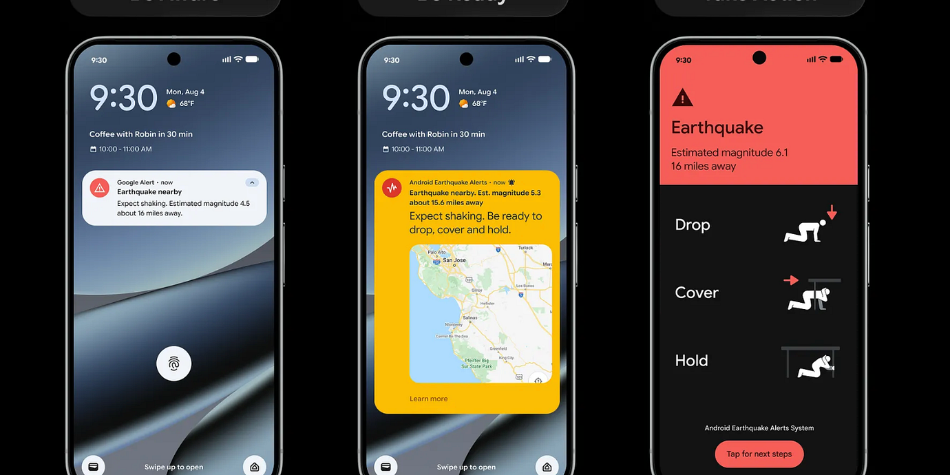 Varningarna för jordskalv i Androidtelefoner.