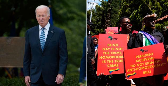 Biden/Demonstranter i Uganda. AP