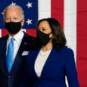 Joe Biden och Kamala Harris under sitt första publika framträdande tillsammans. 