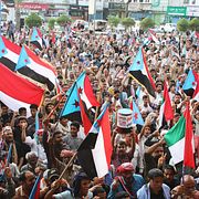 En demonstration till stöd för separatiströrelsen i den STC-kontrollerade hamnstaden Aden.