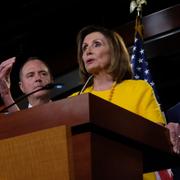 Nancy Pelosi, Adam Schiff, Elijah Cummings och Jerrold Nadler vid en presskonferens i går.