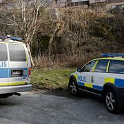 Polis på plats i området för skjutningen i Partille i mars 2014.