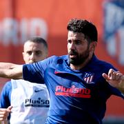 Diego Costa under en träning med Atletico Madrid.