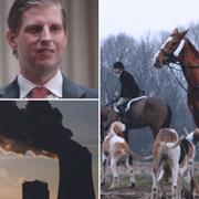 Eric Trump och Donald Trump Jr, kolkraftverk, rävjakt. Arkivbilder.