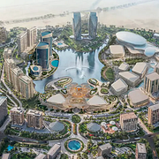 Illustration av den planerade staden, kallad The Spine.