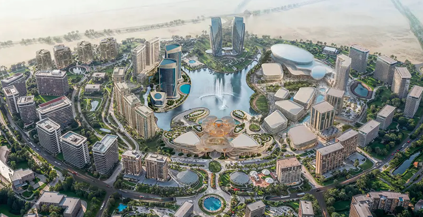 Illustration av den planerade staden, kallad The Spine.