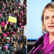 Arkivbild på Womens March i USA och Soraya Post, EU-parlamentariker för Feministiskt initiativ. 