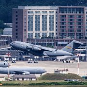 Den amerikanska flygbasen Ramstein i Tyskland.