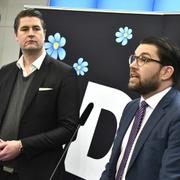 Sverigedemokraternas partiledare Jimmie Åkesson och Oscar Sjöstedt, ekonomisk-politisk talesperson. 