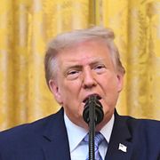USA:s president Donald Trump i Vita huset under sitt tal till nationen.