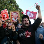 Demonstranter i Tunis. 