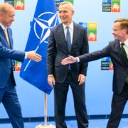 President Erdogan, Nato-chef Stoltenberg och statsminister Kristersson på måndagen.