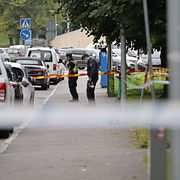 Polisens tekniker efter en av explosionerna i Göteborg i veckan.