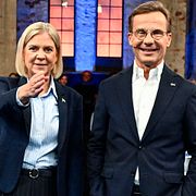 Statsministerkandidaterna Magdalena Andersson (S) och Ulf Kristersson (M).