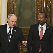 Vladimir Putin och Etiopiens premiärminister Abiy Ahmed i Moskva på onsdagen.