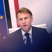 Emmanuel Macron under ett möte på torsdagen. 