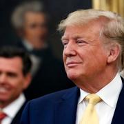President Donald Trump listens before awarding the Presidential Medal of Freedom to economist Arthur Laffer, Wednesday June 19, 2019, in the Oval Office. 