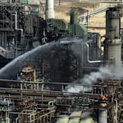 Arkivbild. Chevrons raffinaderi i El Segundo, Kalifornien. 