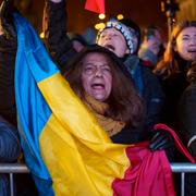 Pro-europeiska demonstranter i Bukarest, Rumänien den 5 december 2024. 