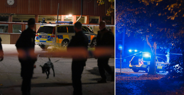 Polisen på plats i Södertälje. TT