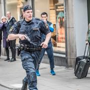 Polisen vid terrordådet i Stockholm.