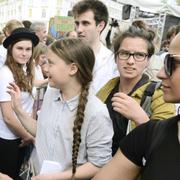 Greta Thunberg vid en demonstration för klimatet i Wien, 31 mars.