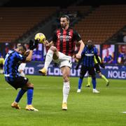 Zlatan Ibrahimovic i en match mellan Milan och Inter.