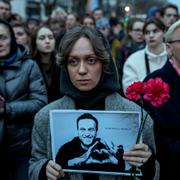 Stöddemonstration för Navalnyj i Berlin den 16 februari.