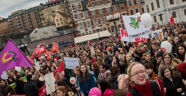 Arkivbild. Demonstration under internationella kvinnodagen. JONAS EKSTRÖMER / TT / TT NYHETSBYRÅN