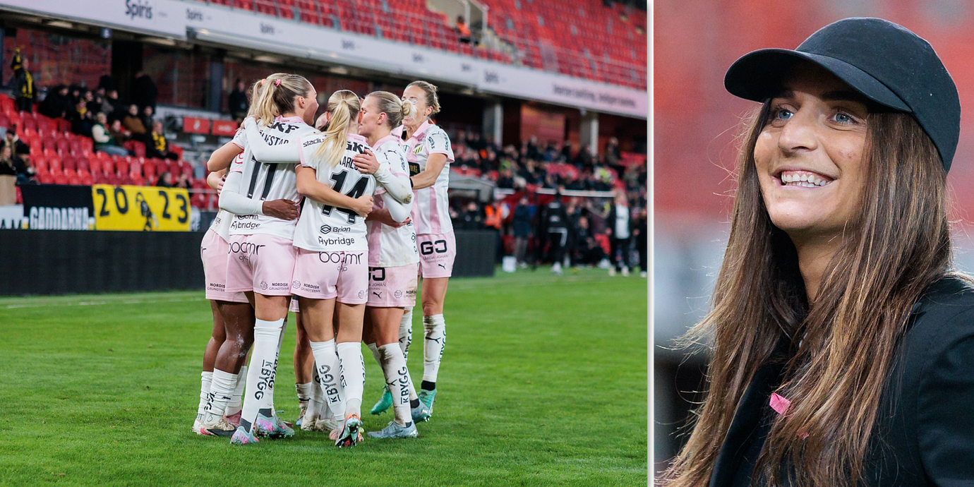 Häckens jublar efter 1-2 under matchen mot Växjö i fredags/ Tränaren Elena Sadiku.