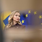 Energi- och näringsminister Ebba Busch (KD) under pressträffen.