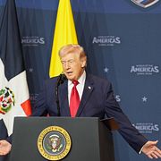 Trump under sitt möte med Latinamerikanska ledare.
