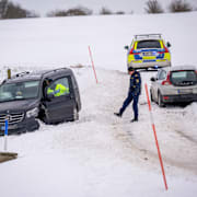 En bild från snöovädret som drabbade Skåne för en månad sedan. 