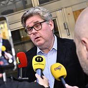 Arkivbild från 14 september: Justitieminister Gunnar Strömmer (M) utanför Moderaternas partihögkvarter i Stockholm.