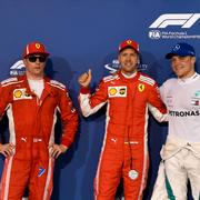 Räikkönen, Vettel och Bottas efter kvalet.