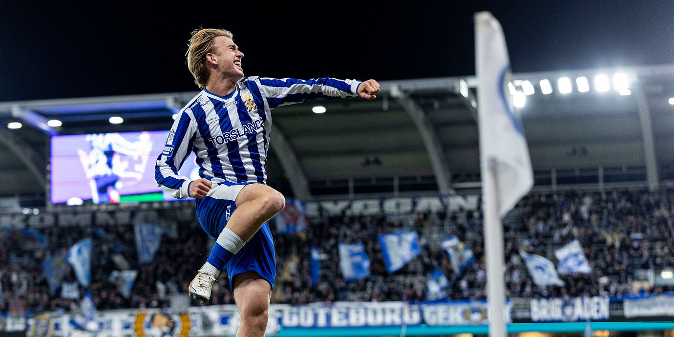 Noah Tolf jublar efter 1-0.